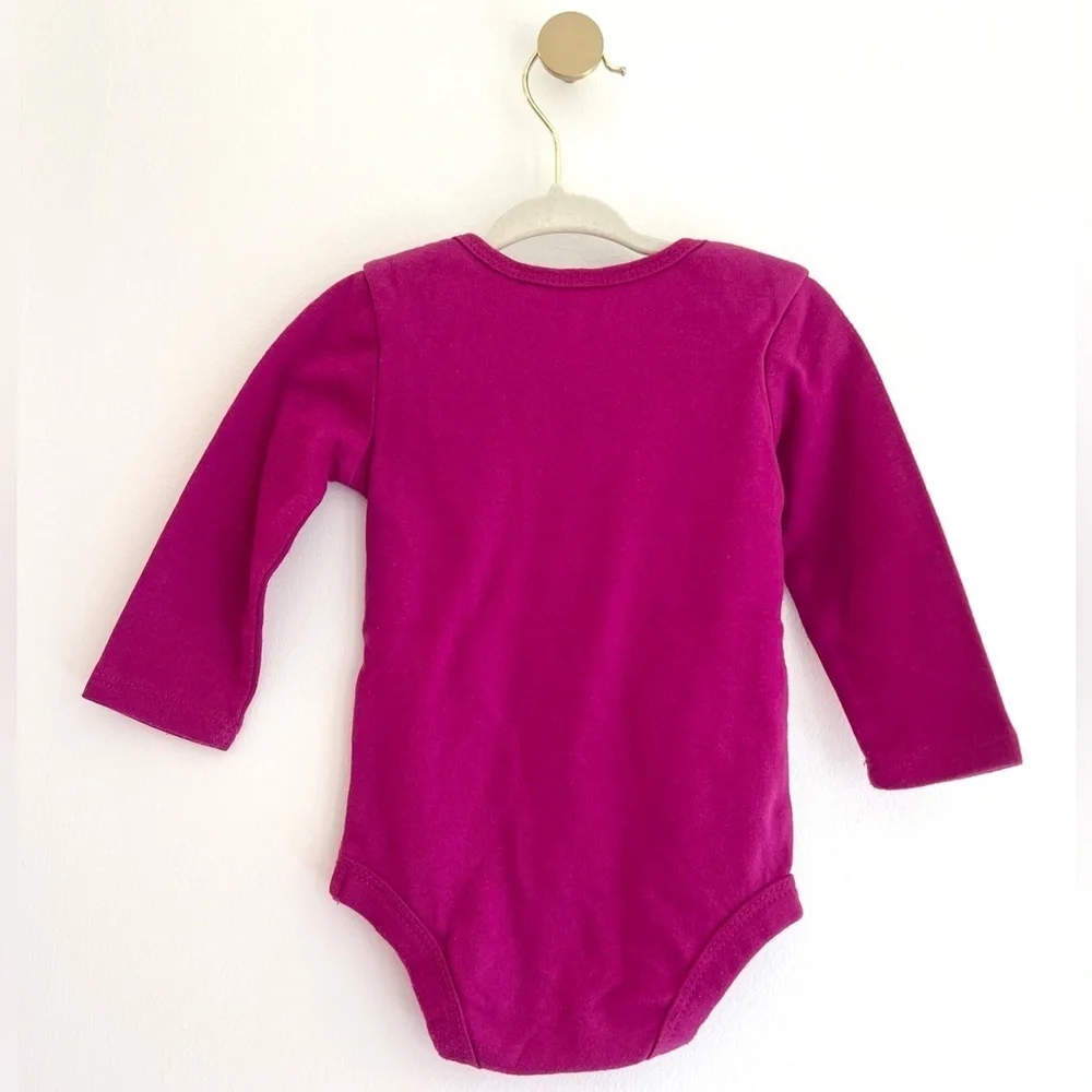 ⚡️4/$20⚡️ Garanimals Fuchsia Long Sleeve Bodysuit Baby Girl Size 12 MTH